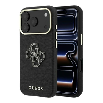 Guess Grained & Big Resin Logo Case for iPhone 18 Pro Max / 17 Pro Max – Black