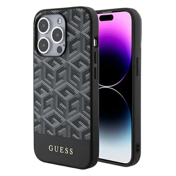 Guess PU G Cube MagSafe dėklas, skirtas iPhone 15 Pro Max Juodas