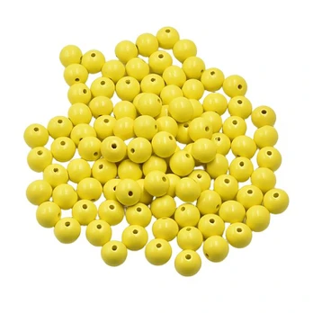 Mediniai karoliukai, 100pcs-GT030(yellow)