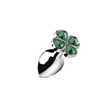 XR Brands Lucky Clover Gem Metal Intimate Plug Small Sidabrinis