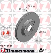 Stabdžių diskas ZIMMERMANN 610.3706.20 kaina
