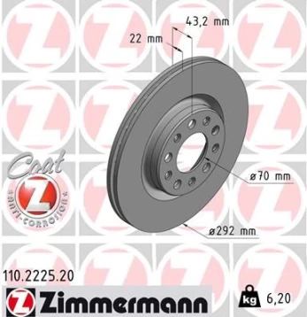 Stabdžių diskas ZIMMERMANN 110.2225.20