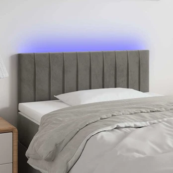Galvūgalis su LED, šviesiai pilkas, 90x5x78/88cm, aksomas