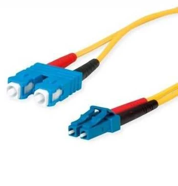 TELEGRTNER FO Duplex adapterio kabeliai 2x E9/125 OS2, 1x SC Duplex - 1x LC Duplex, geltoni, 2 m