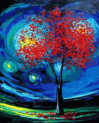 Tapybos rinkinys "Autumn tree in the moonlight"