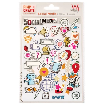 Skrebinimo lipdukai - WALTHER „Adhesive sticker Social Media“