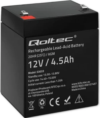 Qoltec Battery AGM 12V 4.5Ah max.1.35A