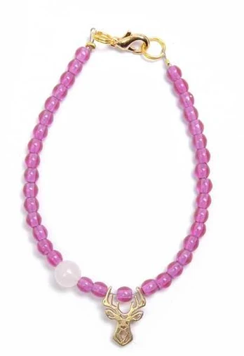 Deers Violetinė beaded mini bracelet with rose quartz