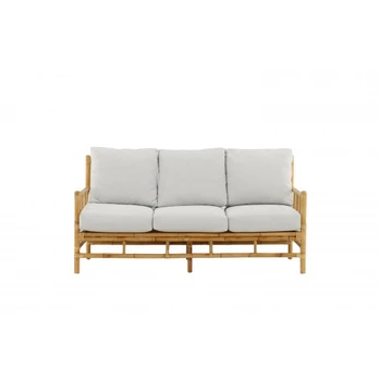 Lauko sofa Cane, Bambukas/Pilka pagalvė