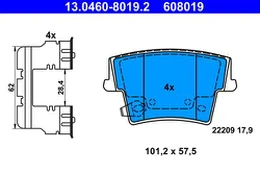 ATE 13.0460-8019.2 Brake pad set