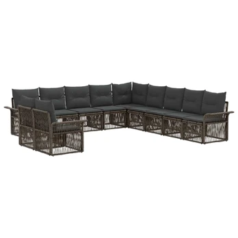 Sodo Sofų Rinkinys 11 pcs Pilka poliratanas
