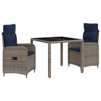 Lauko valgomojo komplektas 3 pcs poliratanas