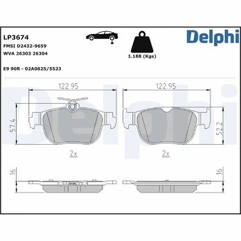 Stabdžių trinkelių rinkinys, diskinis stabdys DELPHI LP3674
