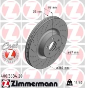 Stabdžių diskas ZIMMERMANN 400.3634.20 kaina