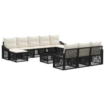 Sodo Sofų Rinkinys 11 pcs Juoda poliratanas