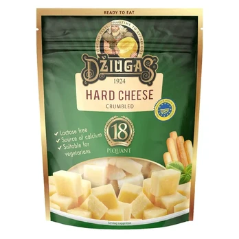 Trupintas kietasis sūris DŽIUGAS (PIQUANT), 40% riebumo, 100 g