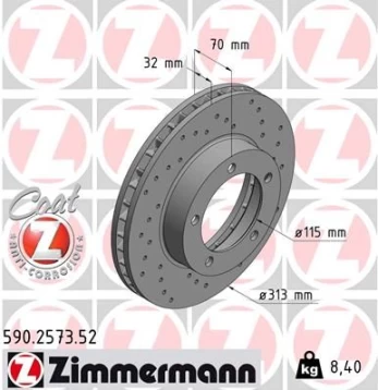 Stabdžių diskas ZIMMERMANN 590.2573.52
