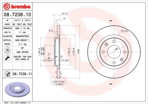 BREMBO 08.7238.11 Brake Disc