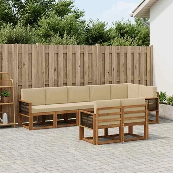 Lauko sofos komplektas 8 pcs Natūralus ir bežinis Poliesteris