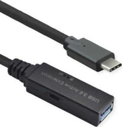 USB kabelis Roline USB-C - USB-A 15 m, juodas