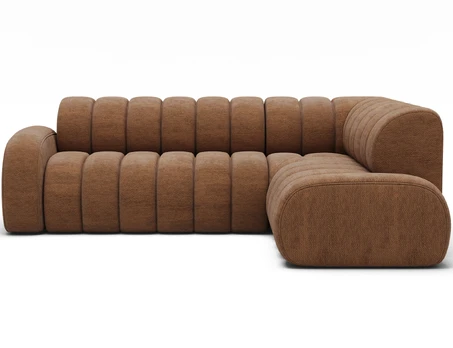 Villeo corner sofa with sleeping function and extendable seat, brick red chenille, right-hand, Modern, Brick red
