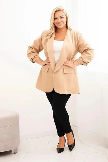 Moteriškas Plus Size švarkas, kapučino spalvos