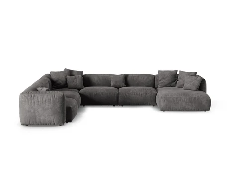 Velvet Modular Left Corner Sofa, "Martina", 6 Seats, 420x330x75, Grey