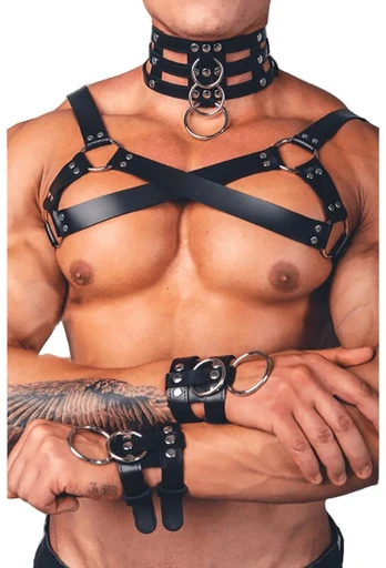 Vyriškas odinis BDSM diržas