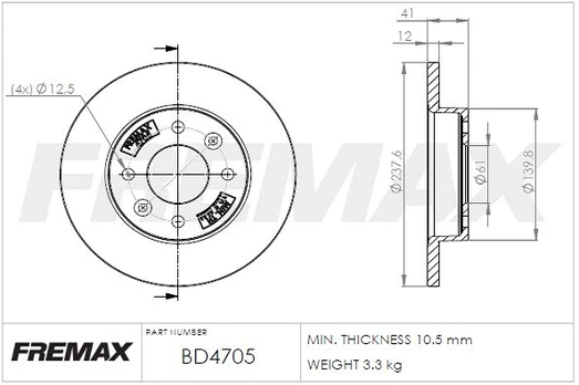 Stabdžių diskas FREMAX BD-4705