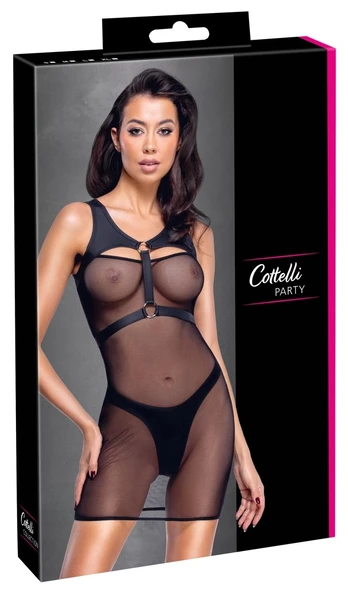 Cottelli Party mini suknelė su krūtinės diržais ir stringais, juoda, S