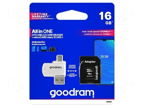 Memory card | SD HC Micro | 16GB | Read: 100MB/s | Write: 10MB/s