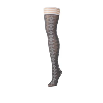 Kix'ies Par 4 Thigh-High Stockings Pilkas Argyle Size B