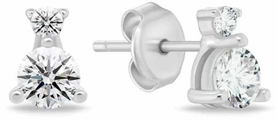 Brilio Silver Minimalist sidabrinis earrings with zircons EA1175W