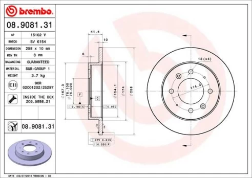 Stabdžių diskas BREMBO 08.9081.31