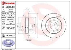 Stabdžių diskas BREMBO 08.9081.31 kaina
