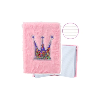 Lean Plush Notebook Notebook Lined Crown with Confetti Rožinė A5 80 Sheets