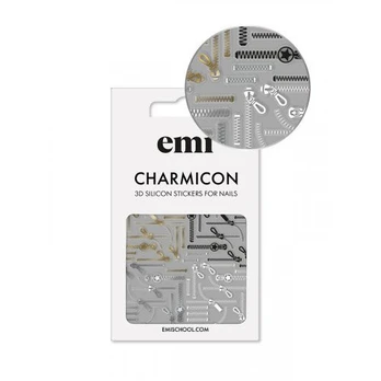 E.Mi Charmicon Silicone Stickers Lipdukai nagams, #170 Zipper