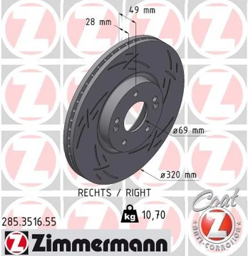 Stabdžių diskas ZIMMERMANN 285.3516.55