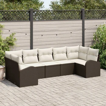 sodo sofų komplektas 7 vnt. Smėlio Ratanas Sodo sofa