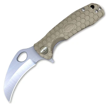 Honey Badger Claw D2 Medium Plain Tan Sulankstomas peilis