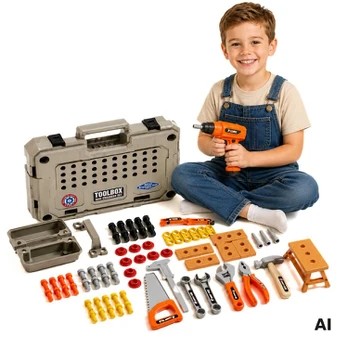 WOOPIE Tool Set in a Case 78 Pieces for Little Handyman Baterija-Powered Drill and Light
