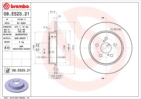 Stabdžių diskas BREMBO 08.E523.21