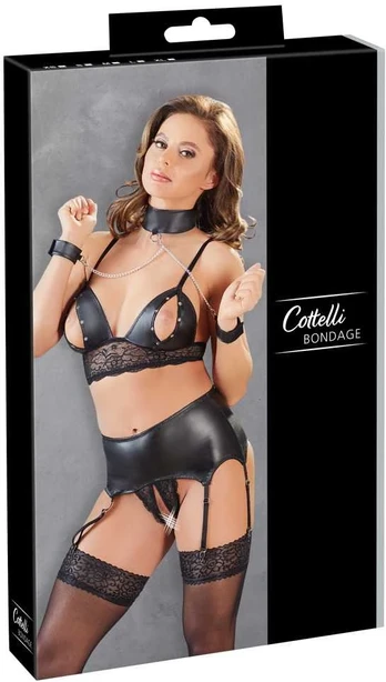 Bondage Bra Suspender Set M Seksuali liemenėlė