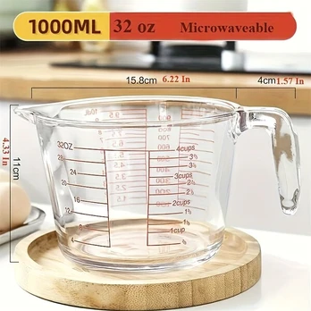Stiklinis matavimo indas virtuvei, 1000 ml / 32 uncijos
