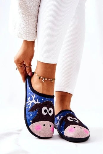 Šildančios šlepetės Modelis Reindeer Blue Elodie