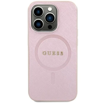 Dėklas Guess Saffiano MagSafe - Apple iPhone 15 Case pink