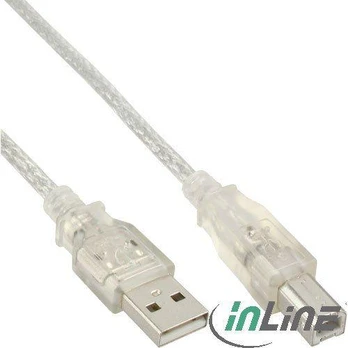 Kabelis USB InLine USB-A - USB-B 7 m Permatomas (34557T)