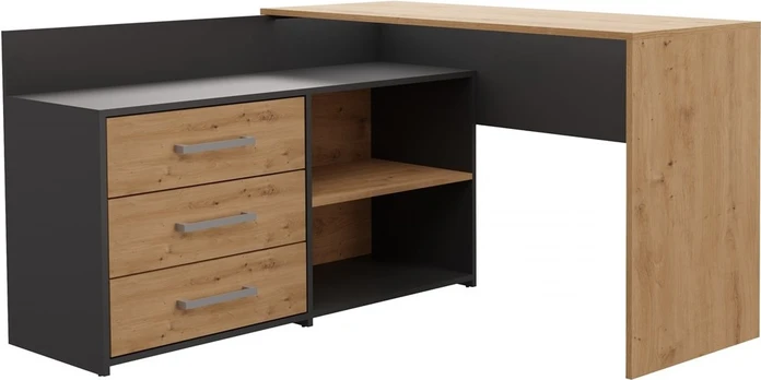 Rašomasis stalas Top E Shop Dany L-Shaped, ąžuolo/antracito