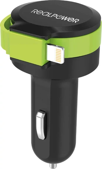 Car charger 1xUSB-A 2.4A black/green