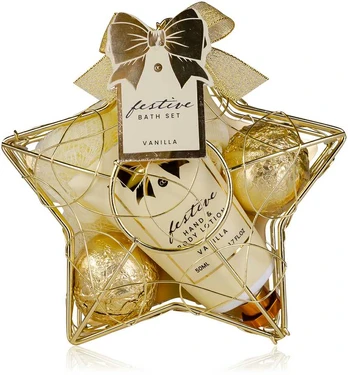 Accentra Bath set FESTIVE in star shaped wire basket
